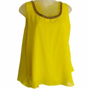 Neon Yellow Sleeveless Blouse / Top - Medium